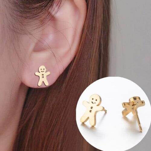 2021 New Hip Hop Stainless Steel Smiley Face Personality Fashion Unisex Smiley Face Earrings Pierced Punk Little Girl Jewelry