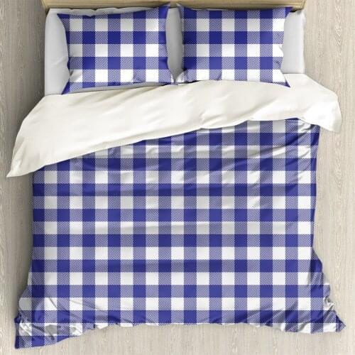 Blue And White Fashion Scottish tradition Print Pillowcase Duvet Cover Set Premium Home Pillowslip Tweed Plaid Quilt Decoration