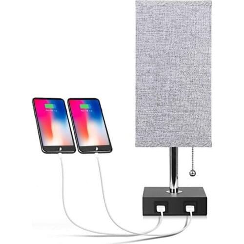 Modern Night LED Bed Table Light With Lampshade Charging USB Ports For Bedroom Living Room Loft Office Desk Room Decor Luminary