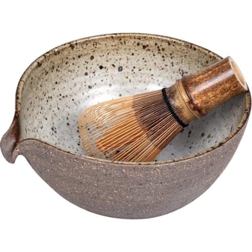 Super fine hand-made matcha bowl personality cute spout rough pottery Jingdezhen porcelain Japanese matcha tea set