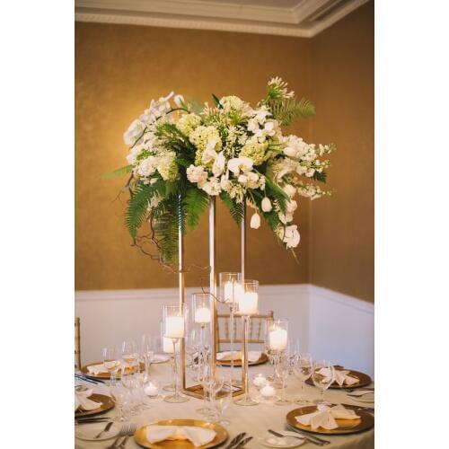 Wedding Flower Vase Gold Column Stand Metal Road Lead Wedding Centerpiece Flower Rack For Event Party Decoration