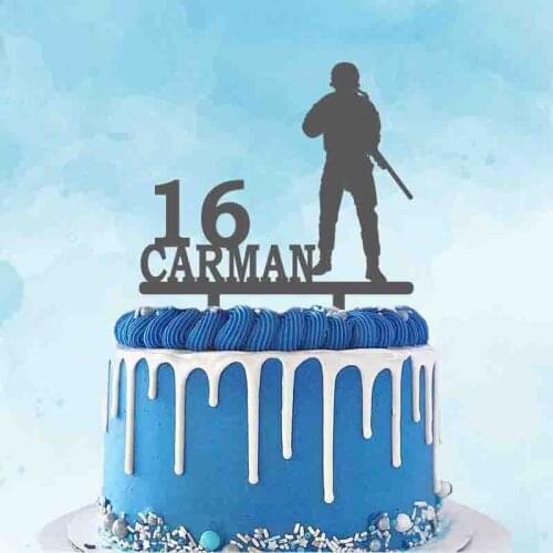 Custom Name Age Army Party Cake Topper Military Soldier Birthday Party Cake Decoration Topper