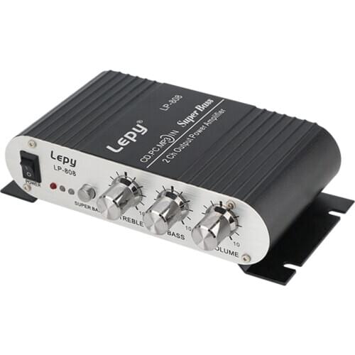 Lepy LP-808 HIFI Stereo Car Amplifier 20W+20W 2.0 Channel Home Car Audio Amplifiers 12V With Treble Bass Volume Control For DIY