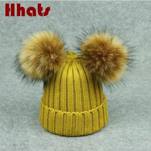 Which in shower double pompom ball knitted caps for women girl two pom pom womens winter hat female headgear skullies beanies