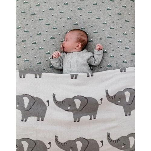 Elephant Giraffe Knitted Blanket Ins Soft and Breathable Baby Bean Blanket Cover Quilt Spring and Autumn Kid Swaddling Bedding