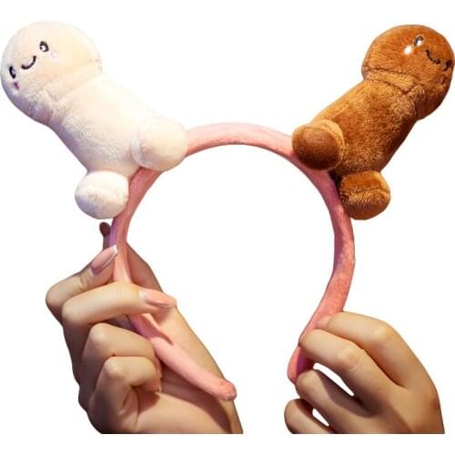 Funny Penis Plush Hair Band for Girl Stuffed Genitals Sexy Dolls Girlfriend Gift