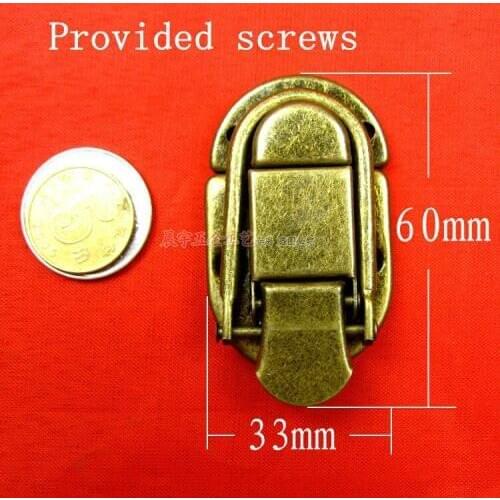 60*33mm Green bronze box buckle Hardware Luggage Small tin box clasp Gift wooden box Lock hasp Packaging screws Wholesale