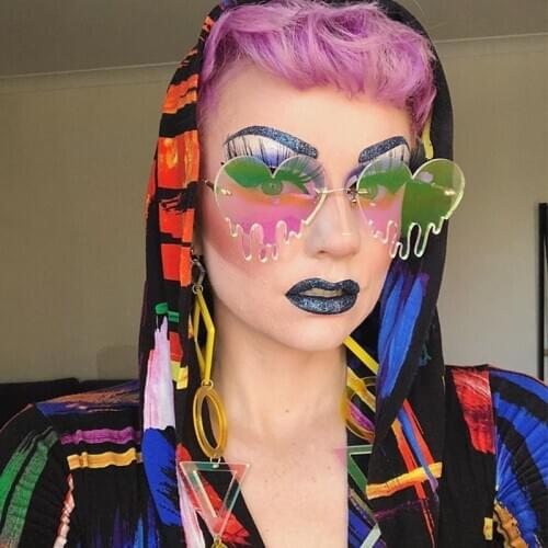 Dripping Heart Sunglasses Women Men 2021 Fashion Luxury Party Sun Glasses Female Big Metal Punk Rimless Shades glasses Wholesale