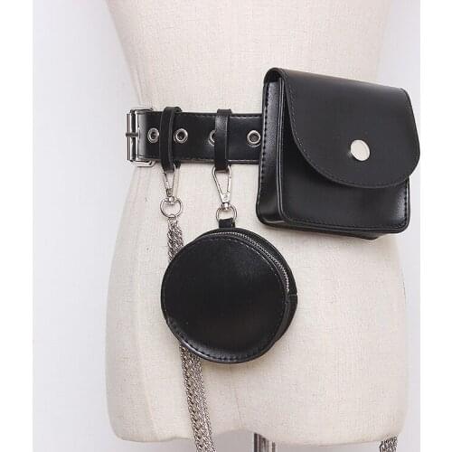 Womens runway fashion PU leather bag chain Cummerbunds female Dress Corsets Waistband Belts decoration wide belt TB1429