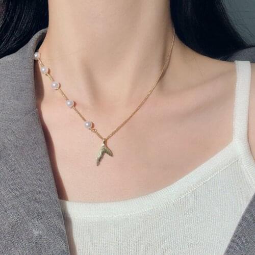 New Summer Hot Bohemian Pearl Choker Luxury Mermaid Pendant Necklace Fashion Mermaid Tail Choker Necklace for Women Jewelry Gift