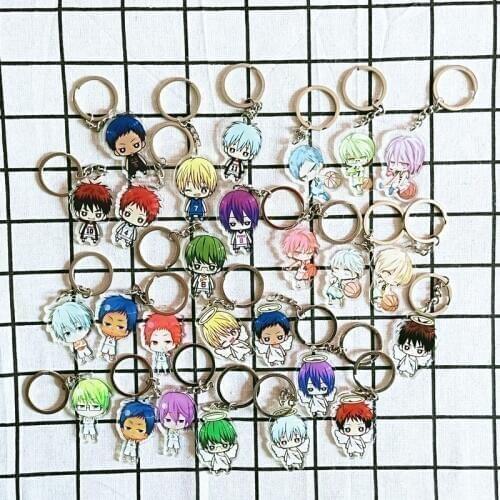 1pcs Anime Kuroko Basketball Daiki Kagami Tsuchida Teppei Cute Doubleside Portachiavi Pendant Keychain Keyrings Y09