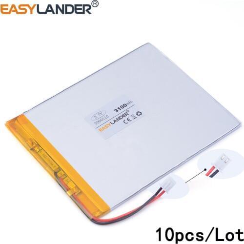 10pcs/Lot 3100mAh 3090110 3.7v lithium Li ion polymer rechargeable battery Tablet PC learning machine Tablet Pc DIY Power mobile