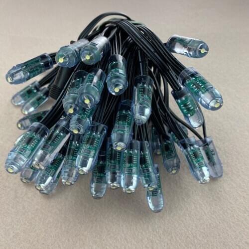 12mm 0.75W WS2811 WHITE strobe pixel string,DC5V input,50pcs a string,IP68 rated;18AWG all black wire;30cm wire spacing