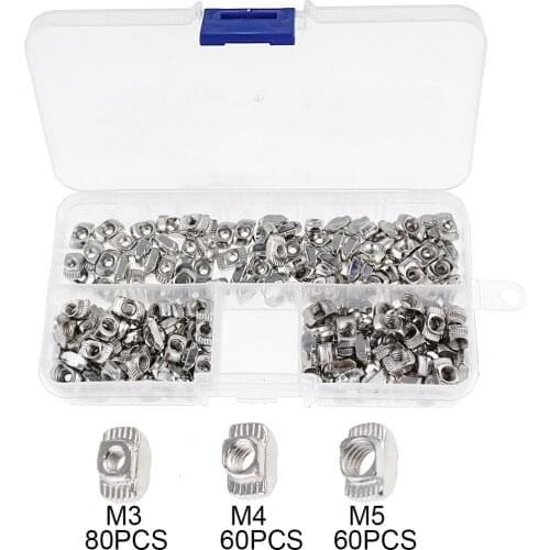 200PCS/Box M3 M4 M5*10*5.5 For 20 Series Slot T-nut Sliding T Nut Hammer Drop In Nut Fasten Connector 2020 Aluminum Extrusion
