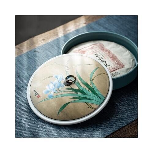 357g Pu 'er tea cake pot White tea cake box round ceramic tea pot brick tea storage box retro orchid tea pot large