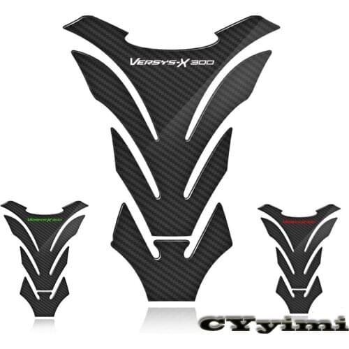 3D Carbon Fiber Motorcycle Fuel Tank Pad Cover Protector Decal Stickers For Kawasaki VERSYS-X 300 VERSYS X300