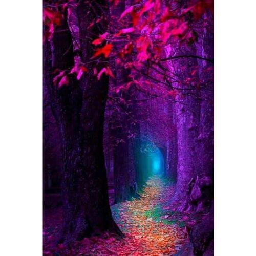 5D DIY Diamond Painting Embroidery Purple-Red Forest Path Crystal Needlework Full Diamond Mosaic Cross stitch Home Decor KBL