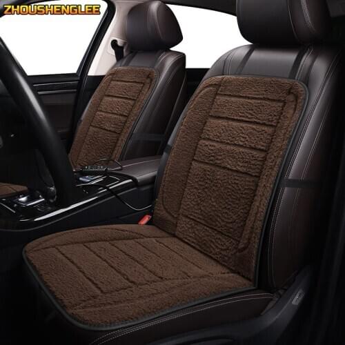 ZHOUSHENGLEE 12V Heated car seat cover for SEAT Ateca LEON Toledo arona exeo IBL Winter Pad Cushions auto styling