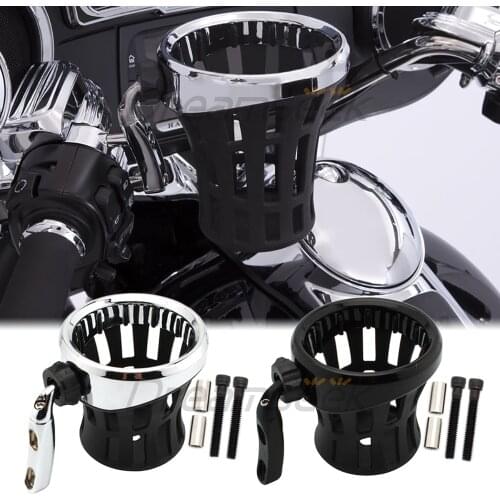 Motorcycle Handlebar Cup Holder for Harley Davidson Softail Electra Glide Drink Water Bottle Support Basket Mount Chrome / Black