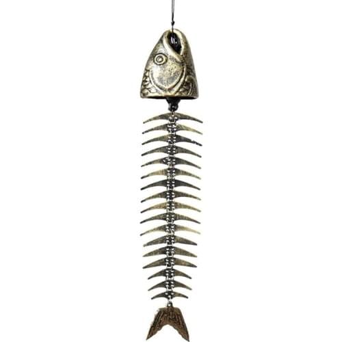 Fishbone Wind Chime Ornaments Antique Fish Sculpture Hanging Wind Chime for Indoor Outdoor Garden Patio Balcony carillon éolien