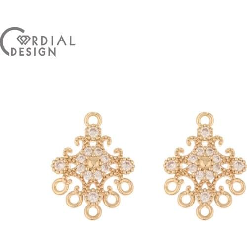 Cordial Design 50Pcs 14*19MM Jewelry Findings & Components/Earrings Making/CZ Charms/Hand Made/Jewelry Accessories/DIY Connector