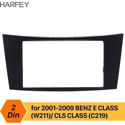 Harfey 2Din refitting Car Radio Panel Fascia Stereo Frame for Mercedes BENZ E CLASS W211 CD Trim DVD Player Cover Kit Mount Kit