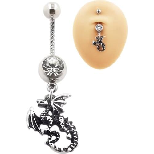 JHJT 14G 1PC Charizard Belly Navel Ring Ombligo Nombril Button Jewelry Fashion Women Men Sexy Body Piercing Jewelry