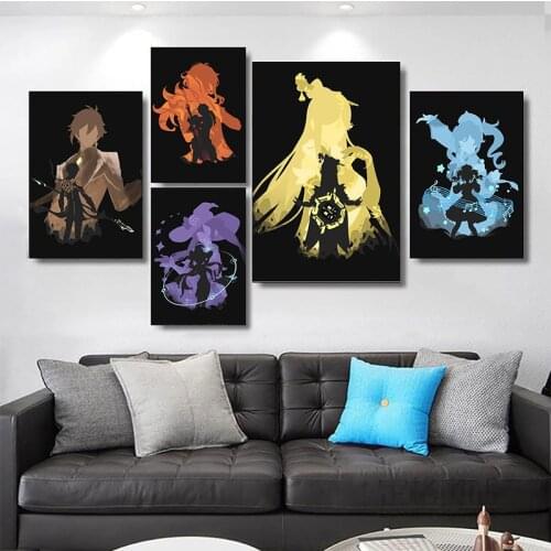 Anime Canvas Painting Genshin Impact Game Poster and Print Art Print Mural Picture Childrens Room Home Wall Decoration Cuadros