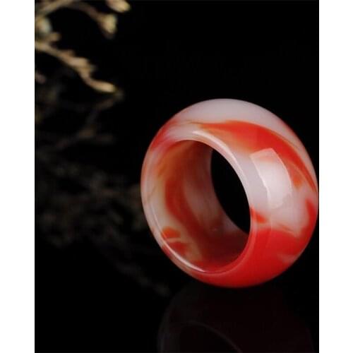 Natural Green Hand Carved Jade Ring Fashion Boutique Mens and Womens Jade Rings