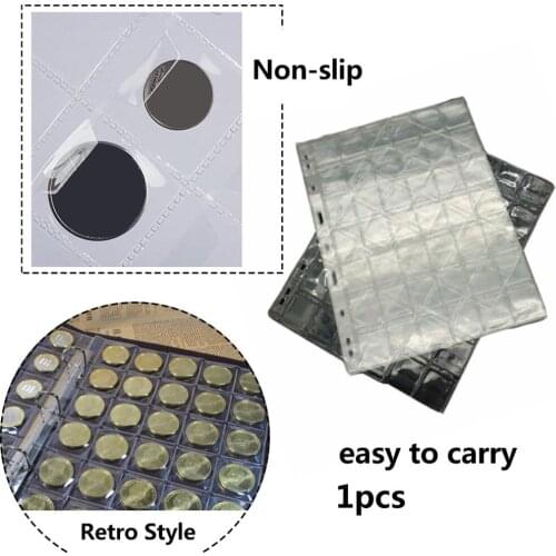1 Sheet 42 Pockets Coin Collection Album Page PVC Non-Slip Cover Portable Commemorative Coin Hold Book Coins Collection Album
