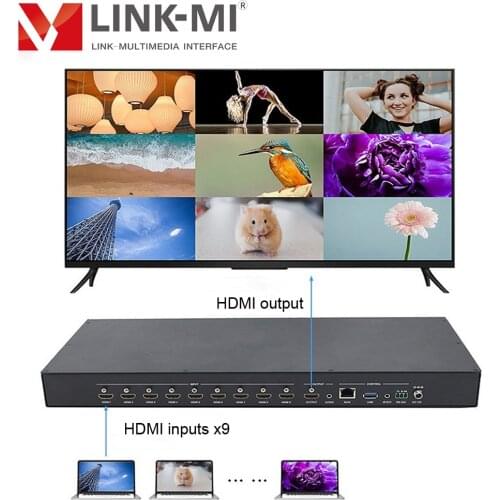 LINK-MI S91 4K 9x1 HDMI Multi-Viewer with Seamless Switcher 9 in 1 out HDMI Switch Support Remote,Button,RS-232 Control 1080P
