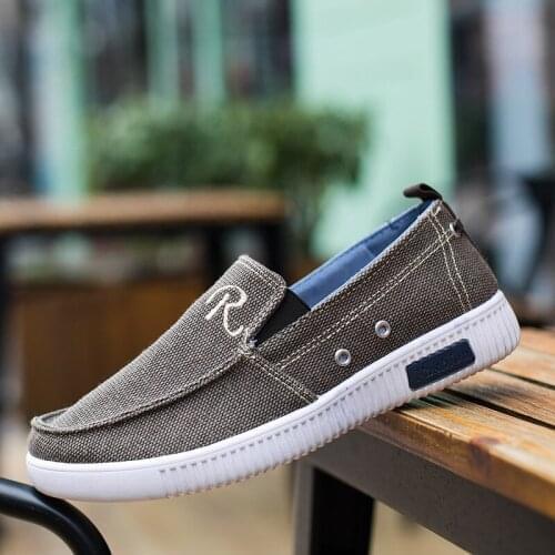 Men Canvas Shoes Simple Casual Mens Loafers Autumn High Quality Anti-Slip Comfortable Vulcanized Shoes Man Flats 678