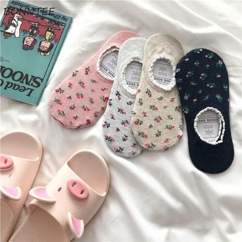 Sock Slippers Women Summer Vintage Cotton Cute Lady Daily Design Students Personality Fashion Kawaii Korean Style Casual Print