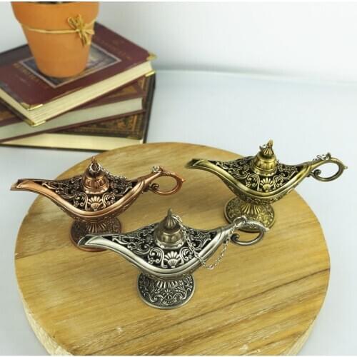 New Vintage Aladins lamp Metal Decorative Statues Desk Storage Box Home Office Bar Decoration Gift