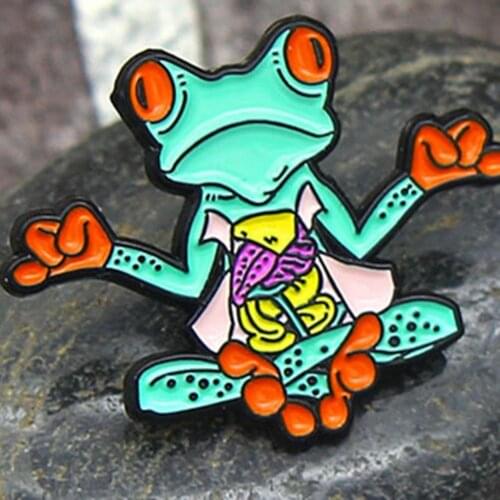 2021 New Cartoon Cute Mini Brooch Enamel Alloy Anatomy Heart Liver Intestine Stomach Frog Pin for Gift