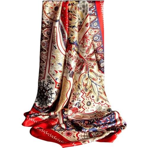 Women 100% Silk Square Scarf 110*110cm 2021 Brand Big Square Bandana Wraps for Lady Printed Kerchief Hangzhou Real Silk Scarves