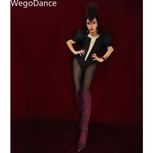 Sexy bodysuit women Rhinestones Bar Dance Party Wear Two Piece Set Female Singer hip hop dance costumes