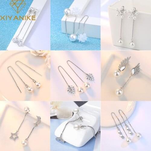 XIYANIKE 925 Sterling Silver Variety Pearl Zircon Drop Earrings For Women Sweet Romantic Jewelry Accessories Wedding Customized