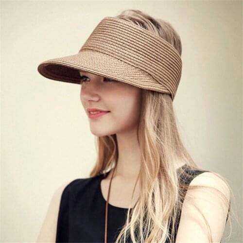 Summer Sun Visor Large Brim Straw Beach Sun Hat Outdoor Tennis Cap Holiday Hats