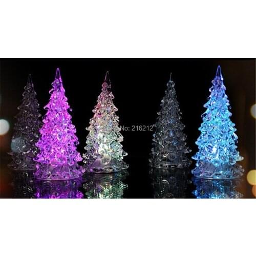 24 pcs Cool Christmas Halloween Tree Ornament Acrylic Crystal Colorful Mini Changing LED night light lamp Decoration Kids Gift