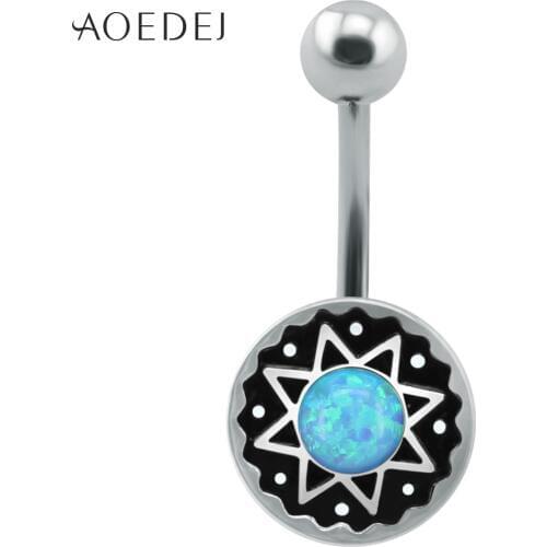 AOEDEJ Vintage Belly Piercing Opal Stone Stainless Stainless Navel Ring Belly Button Jewelry Nombril Piercing Sexy Jewelry 12mm