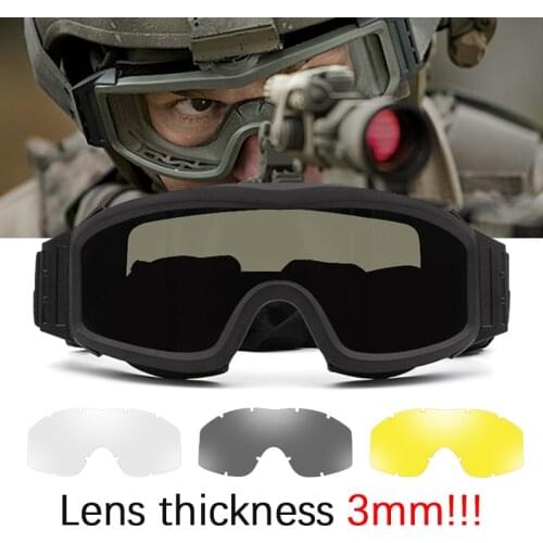 Military Tactical Goggles Windproof Airsoft Paintball Glasses Mens War Game Glasses Camping Hiking Sand Prevention UV400