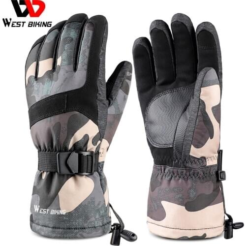 WEST BIKING Winter Sports Gloves Touch Screen Cycling Men Gloves Windproof Waterproof MTB Bicycle Motorcycle Skiing Warm Gloves