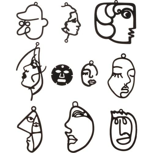 YuenZ 10 pcs High quality black Spray paint Beauty Face Charm Woman Earring necklace DIY Charms for Jewelry Making