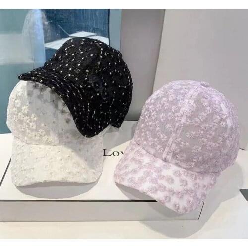 Womens Baseball Caps Lace Sun Hats Breathable Mesh Floral Hat Gorras Summer Cap Snapback Casquette Cap