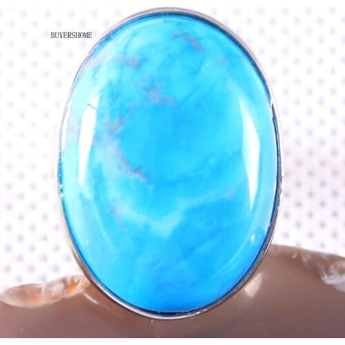 1Pcs Finger Ring Women Men Wedding Ring Jewelry Gift Natural Stone Oval Beads Blue Howlite Adjustable Z114