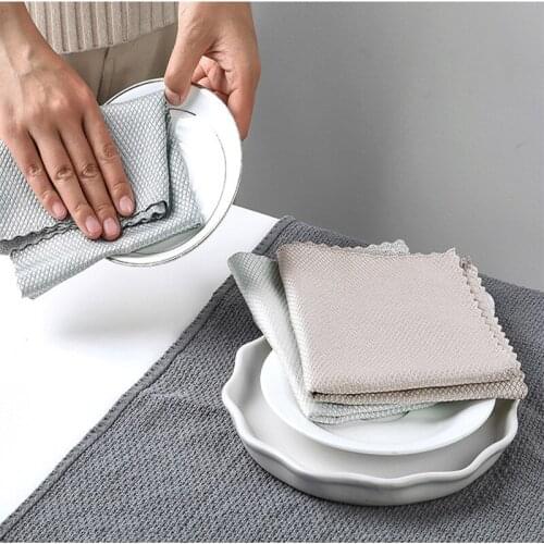 3Pcs Kitchen Anti-Grease Wiping Rags Efficient Fish Scale Wipe Cloth Cleaning Cloth Home Washing Dish Cleaning Towel Cloth