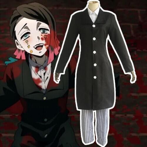 Anime Comic Demon Slayer Kimetsu no Yaiba Cosplay Costumes Enmu Cosplay Costume Uniforms Clothes suits Long Black Coat Hot