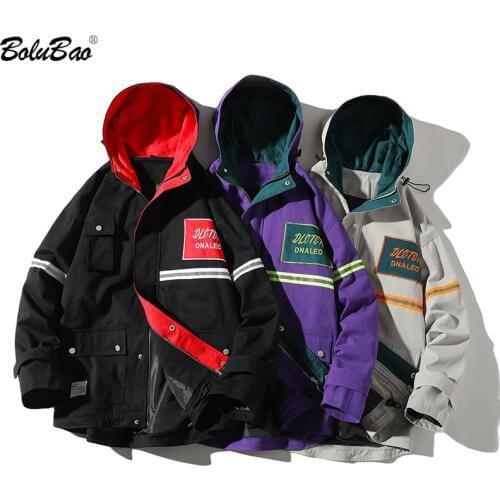 BOLUBAO Brand Men Fashion Jackets Spring New Mens Letter Print Wild Jacket Street Trend Hooded Jacket Coats Male
