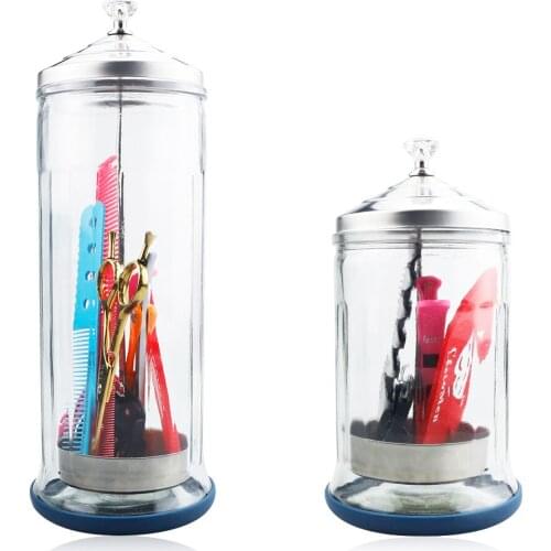 Disinfecting Jar Sanitizer Salon Barber Comb Sanitizing Glass Disinfection Bottle Nipper Tool Hairdressing Tool Disinfecting Jar